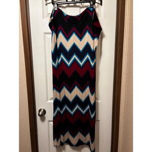 Rue21 Rue+ Chevron Maxi Skirt 3X Plus Size Zig Zag Burgundy Navy Teal NWT